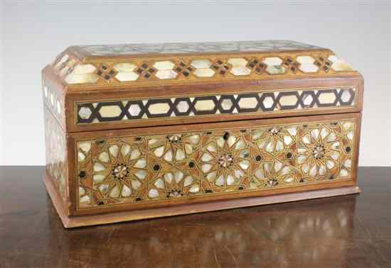 A North African mother of pearl inset hardwood casket 15