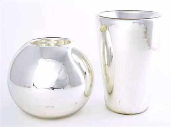 Mercury glass vases flared form H11 1 4 and spherical