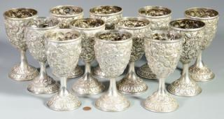12 Baltimore Sterling Silver Repousse Goblets 12 Baltimore Silversmiths Mfg