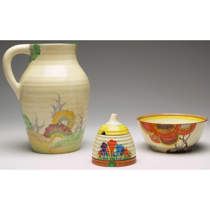 Clarice Cliff Bizarre handled vessel large hand thrown shape in