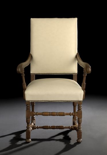 Louis XIII Style Oak Fauteuil a la Reine late 19th