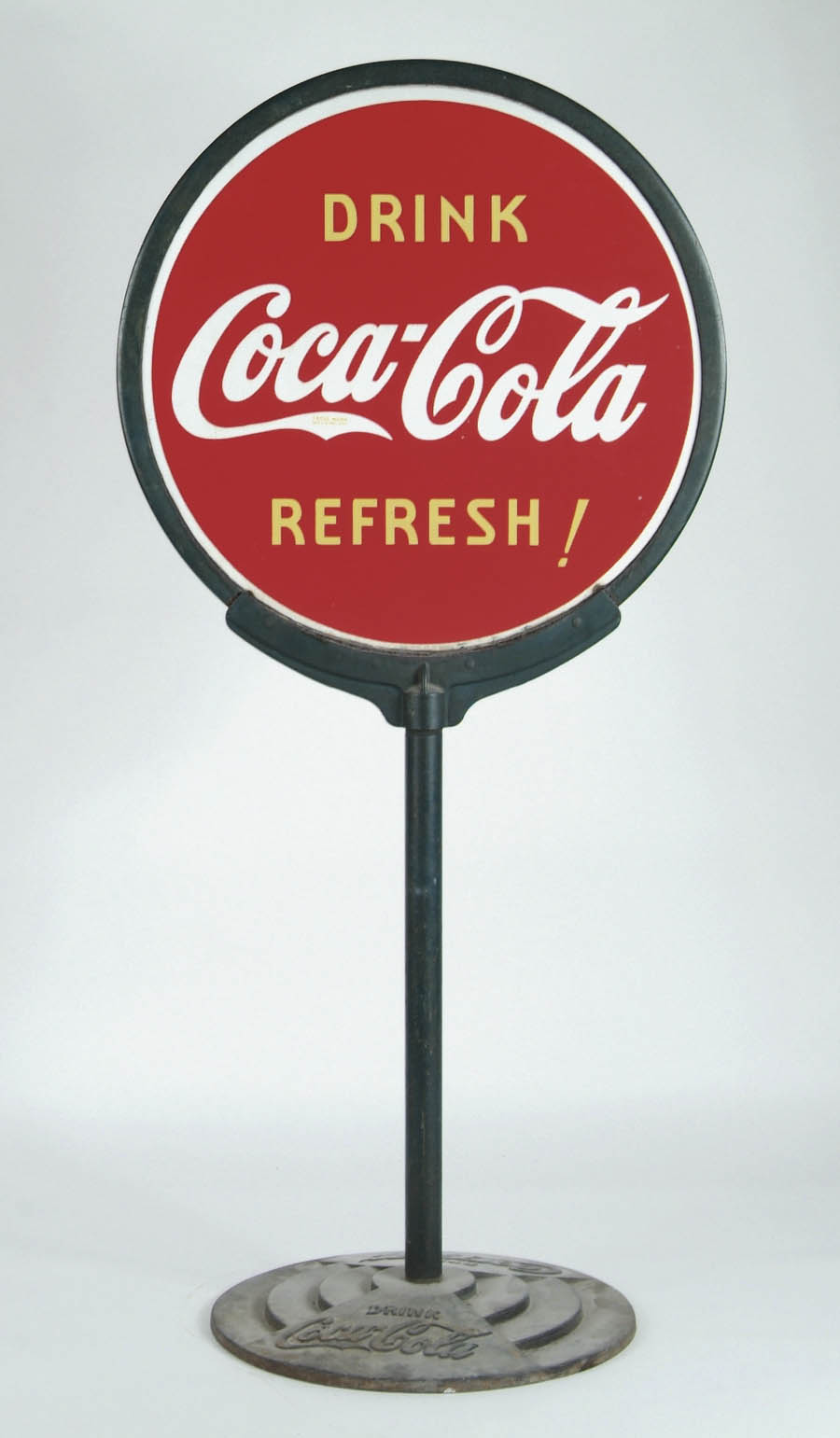 COCA COLA PORCELAIN LOLLIPOP SIGN Two sided porcelain sign that