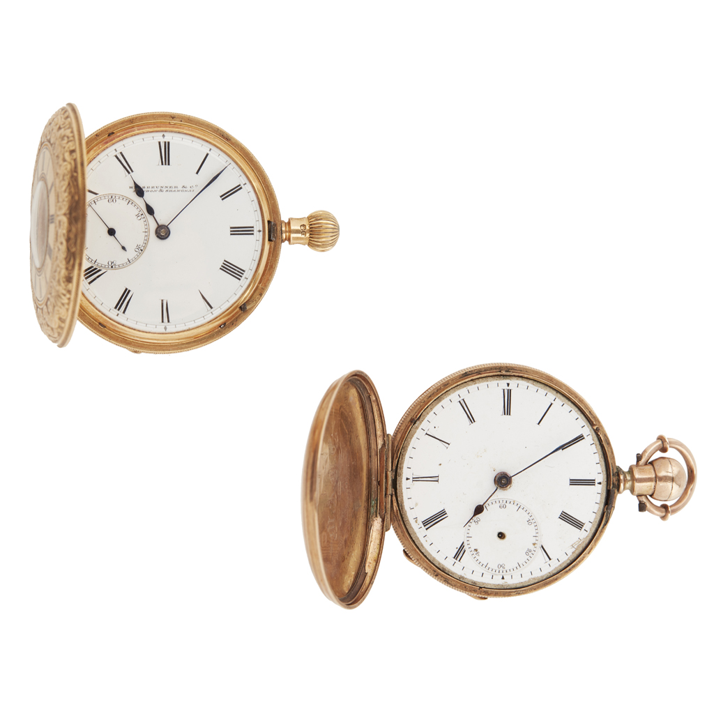 Two Victorian fob watches the first a demi hunter cased