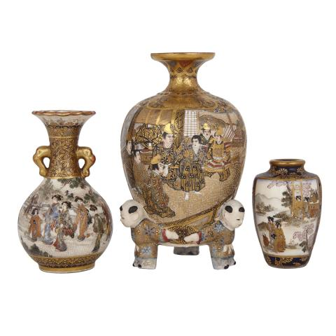 Group of Three Satsuma Vases Early 20th Century 20 Each