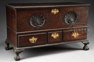 PERIOD CHIPPENDALE BALL AND CLAW FOOT DOWER CHEST PERIOD CHIPPENDALE