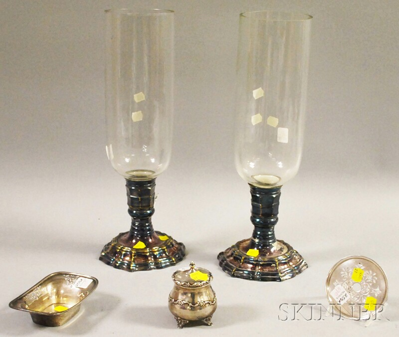 Small Group of Silver and Silver plated Tableware a pair