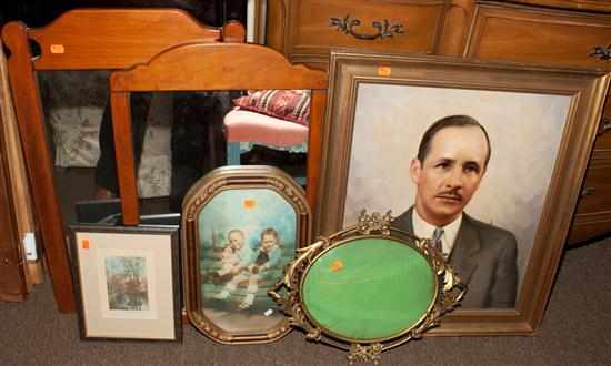 Two maple mirrors portrait of a gentleman framed photograph Wallace