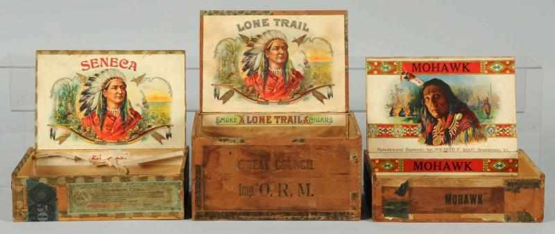 Lot of 3 Indian Men Cigar Boxes Circa 1900s Inner