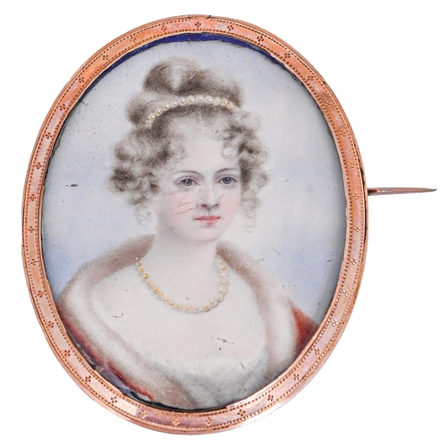 English School early 19th c Portrait Miniature of a Lady