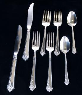 Oneida Heirloom Damask Rose Silverware Eight Oneida Heirloom sterling silver
