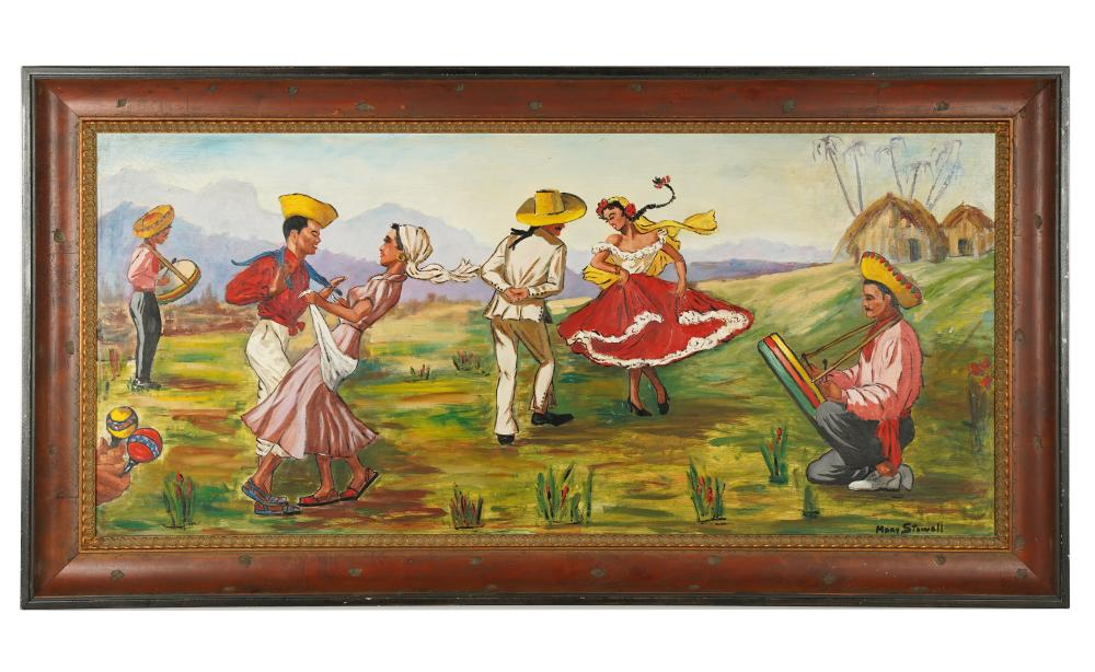 MARY STOWELL 20TH CENTURY FIESTAoil on wood panel signed lower