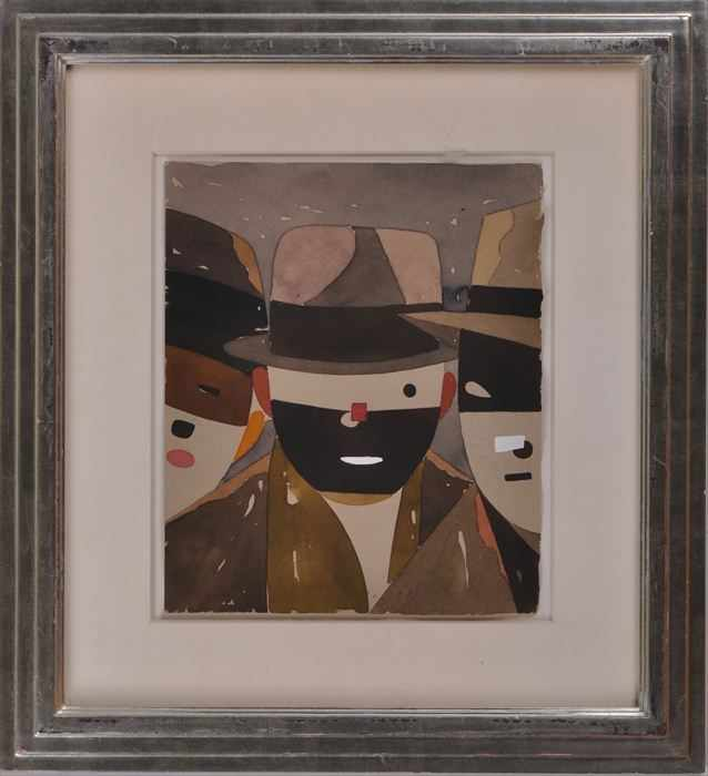 EDUARDO ARROYO b 1937 TWO PORTRAITS OF MEN IN HATS
