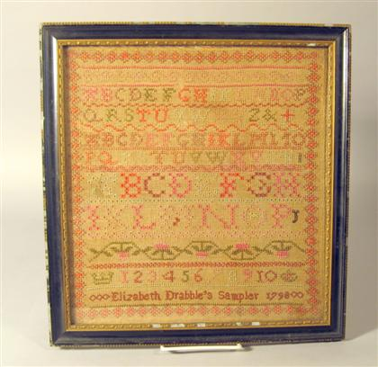 English needlework sampler elizabeth drabble dated 1798 With three alphabets