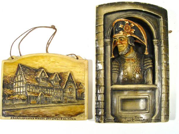 Osbourne plaque depicting Peeping Tom of Coventry together with one