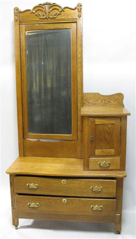 VICTORIAN OAK SIDE BY SIDE WITH MIRROR the mirror with