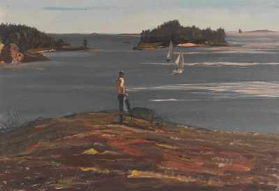 Stephen Morgan Etnier American 1903 1984 Casco Bay Maine Oil