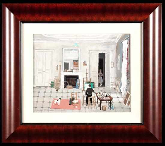 Michel Delacroix French b 1933 Atelier Parisien oil on board