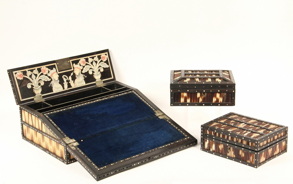 2 QUILL BOXES LAP DESK All in Ebony with quill
