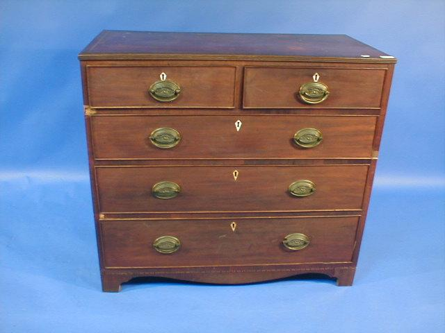 A George III mahogany chest of two short and three