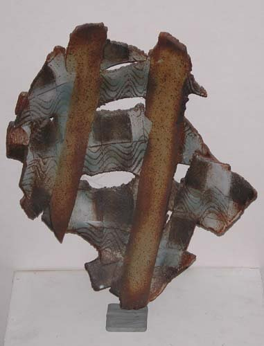 Slab Construction Wall Hanging 1995 circa Ceramic on Ceramic Robison