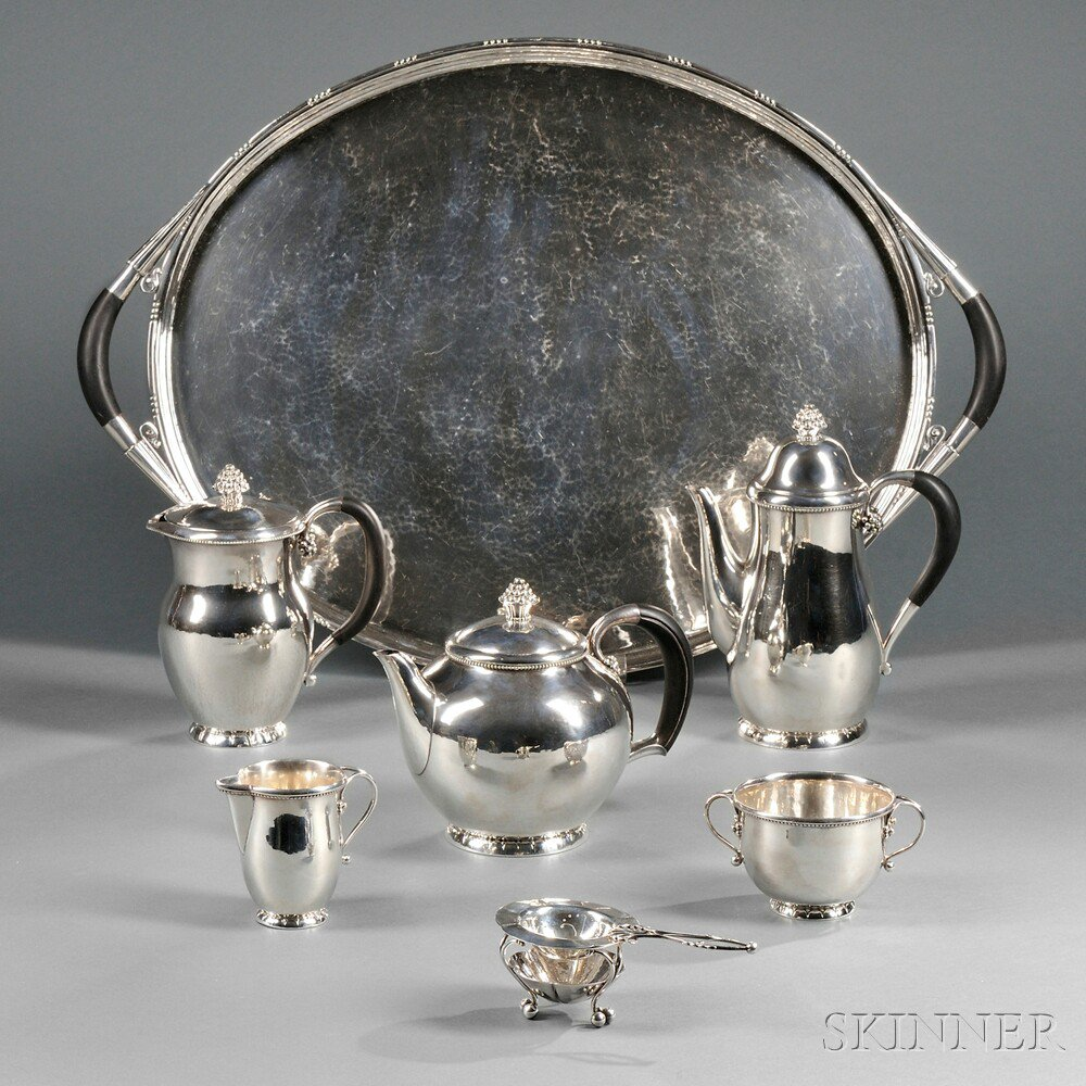 Five piece Georg Jensen Sterling Silver Tea and Coffee Service