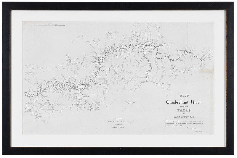 Stansbury Map of the Cumberland River circa 1834 Map of