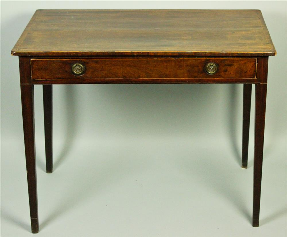 ENGLISH HEPPLEWHITE INLAID MAHOGANY WRITING TABLE having a rectangular top