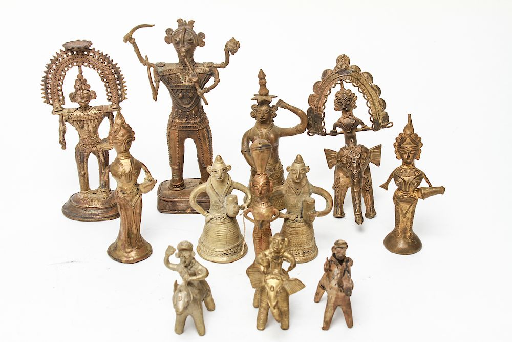 Indian Dhokra Brass Hindu Deity Figures 12 Pcs Indian Dhokra