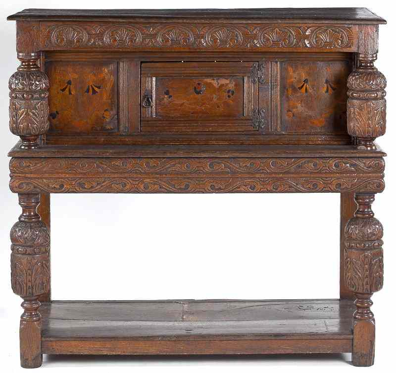 Jacobean Court Cupboard17th century with later elements incorporated oak rectangular