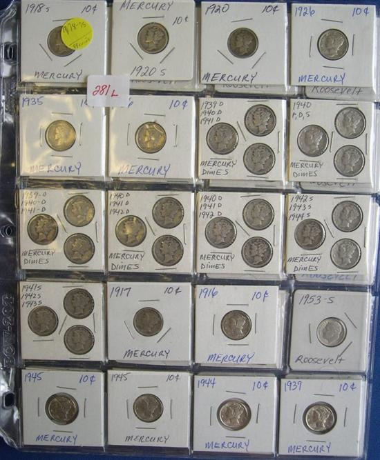 Lot of higher grade Mercury dimes and Roosevelt dimes from