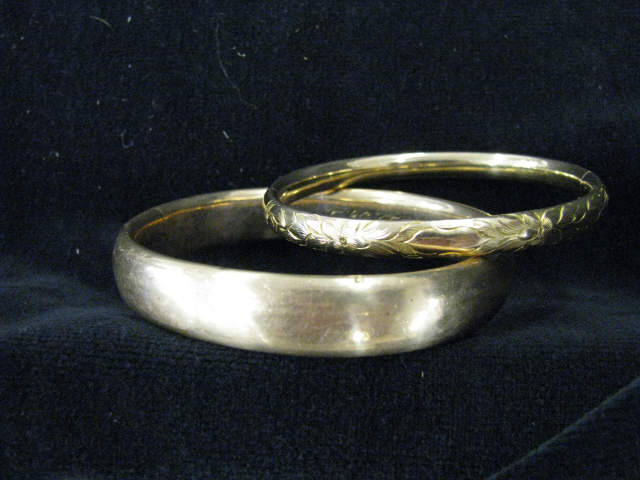 2 Gold Filled Bangle Bracelets