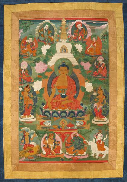 A thangka depicting Buddha Tibet 19th Century Color and gilt