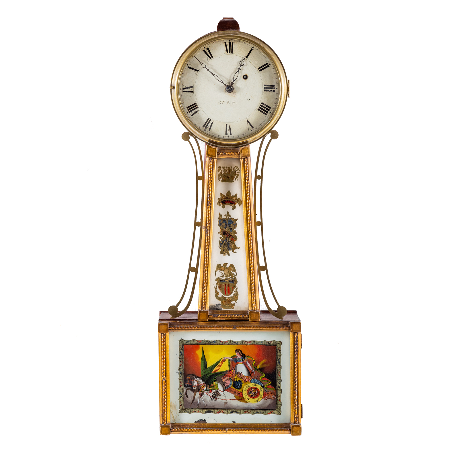 FEDERAL MAHOGANY BANJO CLOCK Circa 1810 1820 mahogany case with