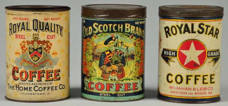 Lot of 3 1 Pound Coffee Tins Description Includes Royal