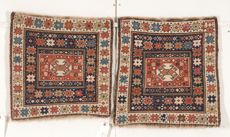 Pair of Shahsavan Reverse Soumak Bagfaces Northwest Persia last quarter