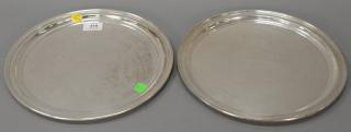 Tiffany Co pair of sterling silver round serving plates marked
