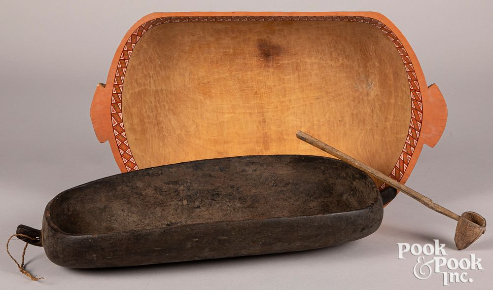 Primitive wood carved long bowl Primitive wood carved long bowl