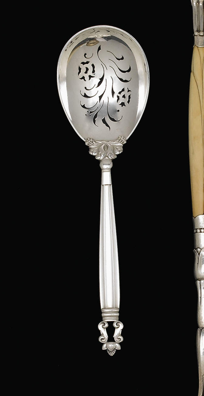 Georg Jensen sterling silver Acorn pattern serving spoon 20th century