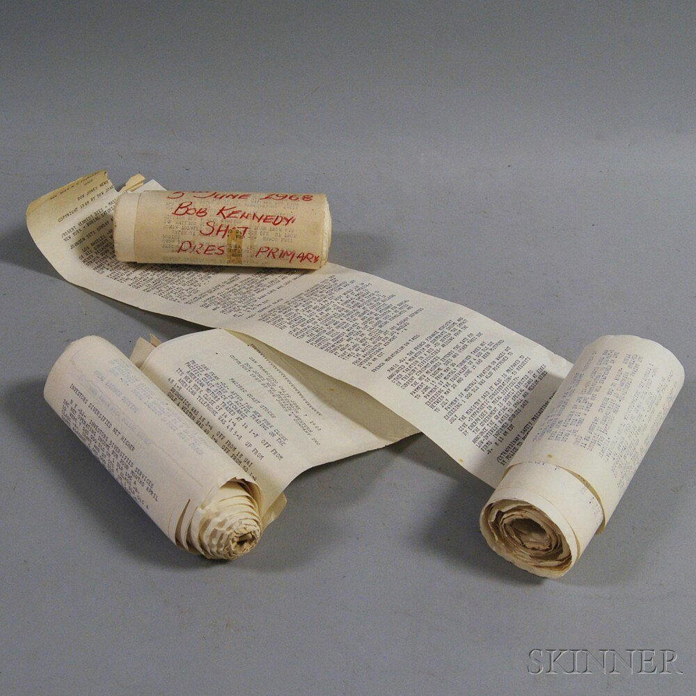 Three Dow Jones Teletype Rolls from RFK s Assassination dating