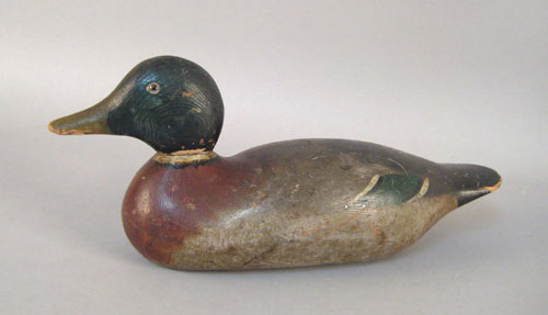 Mallard drake duck decoy mid 20th c attributed to Mason