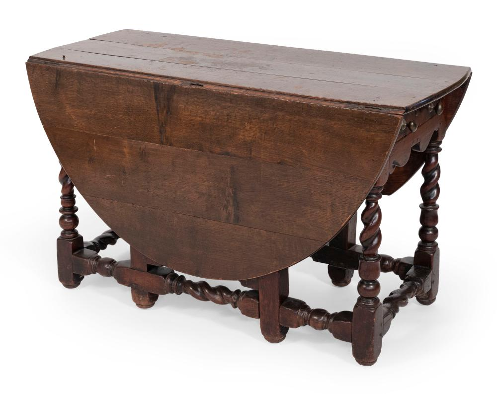 GATE LEG DROP LEAF TABLE ENGLAND EARLY 18TH CENTURY HEIGHT