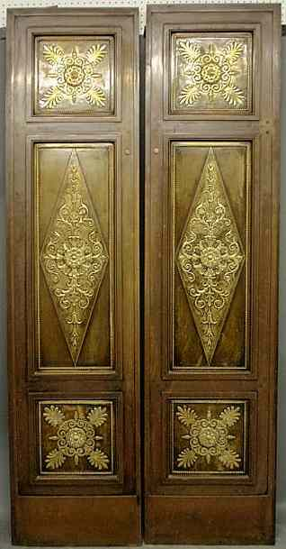 Pair of French ornate brass and bronze doors probably late
