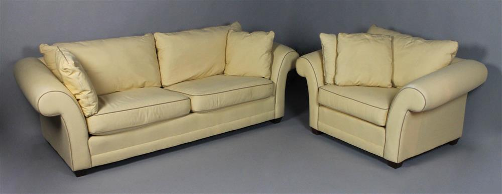 BAUHAUS COMPANY MANILA TWILL SOFA AND CHAIR the sofa having
