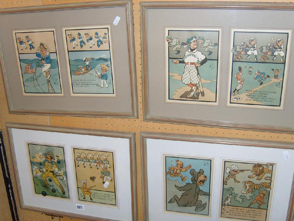 A set of eight early 20th century humorous coloured prints