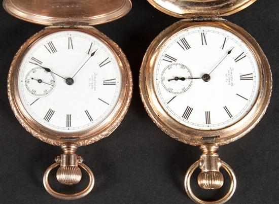 Two American Waltham W Co gold filled hunting case pocket