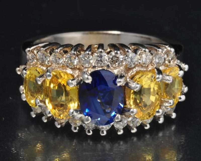 18K W Gold Diamond Sapphire Ring Description Diamonds 0 55