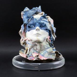 Mid Century Signed Art Nouveau Hand Painted Ceramic Bust on