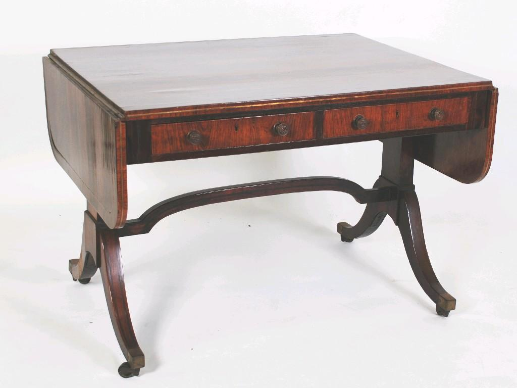 REGENCY PERIOD ROSEWOOD SOFA TABLE the well figured drop flap