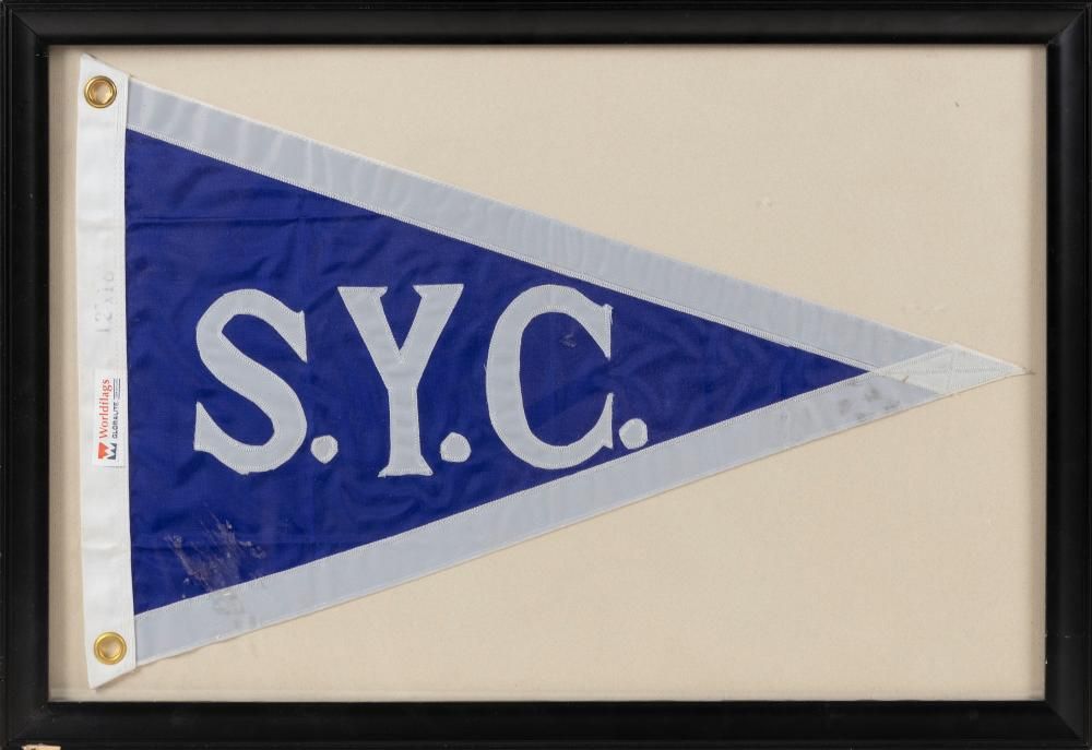 YACHT CLUB BURGEE 20TH CENTURY FRAMED 15 25 X 22