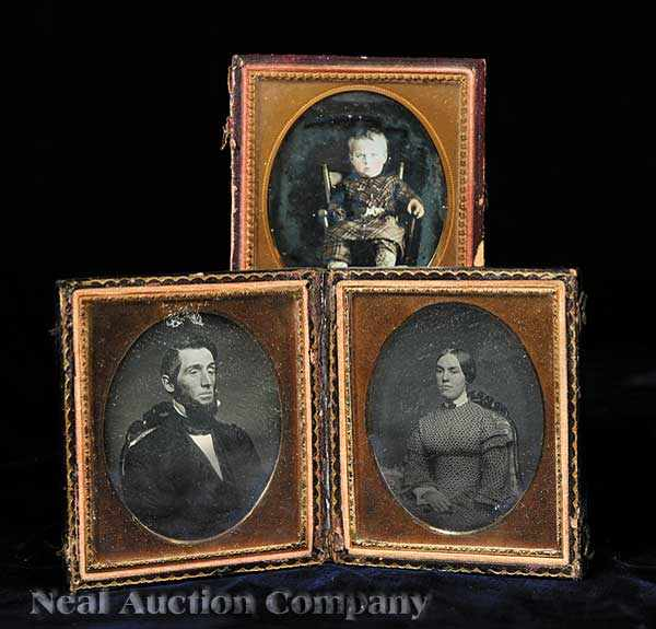 Cased Images a group of three sixth plate daguerreotypes including